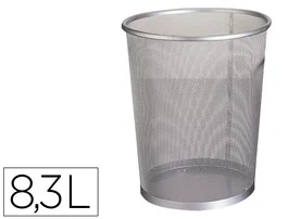 Q-connect Papelera de Metal Rejilla Gris Circular 8,3 Litros 190x260x235 mm