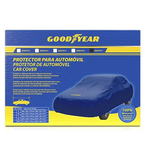 Good Year Funda cubre coche talla XXL Azul y amarillo Good Year Funda cubre coche talla XXL Azul y amarillo