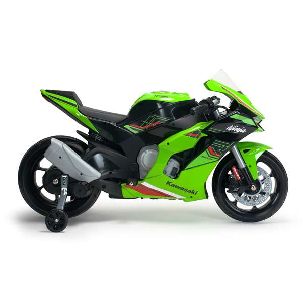 Injusa Moto Kawasaki Ninja 12V, Moto Eléctrica Infantil 114x53x62 cm con Sonidos y Luces, Recomendada +3 Años, Color Verde, Material Plástico