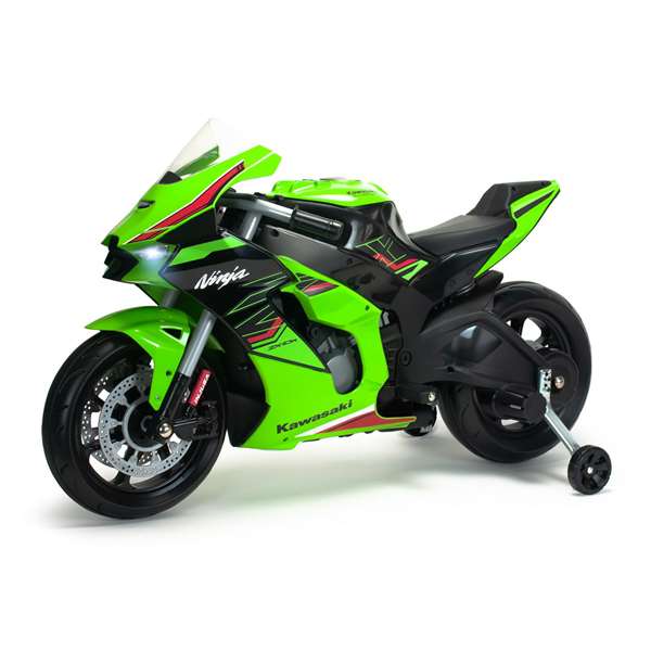 Injusa Moto Kawasaki Ninja 12V, Moto Eléctrica Infantil 114x53x62 cm con Sonidos y Luces, Recomendada +3 Años, Color Verde, Material Plástico