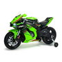 Injusa Moto Kawasaki Ninja 12V, Moto Eléctrica Infantil 114x53x62 cm con Sonidos y Luces, Recomendada +3 Años, Color Verde, Material Plástico