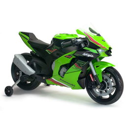 Injusa Moto Kawasaki Ninja 12V, Moto Eléctrica Infantil 114x53x62 cm con Sonidos y Luces, Recomendada +3 Años, Color Verde, Material Plástico