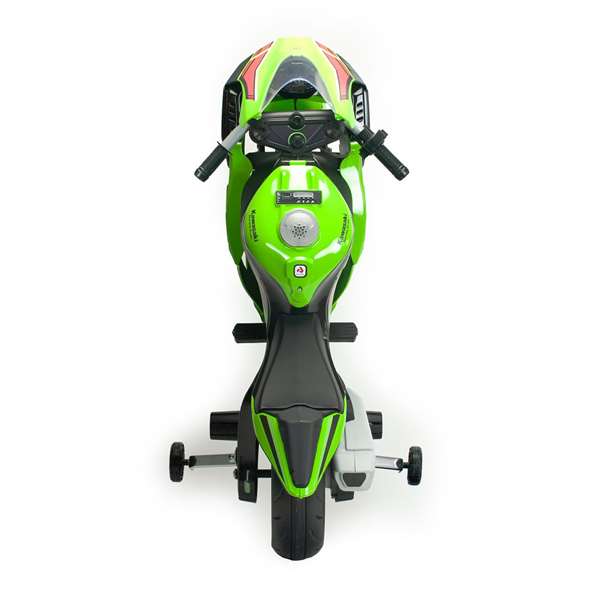 Injusa Moto Kawasaki Ninja 12V, Moto Eléctrica Infantil 114x53x62 cm con Sonidos y Luces, Recomendada +3 Años, Color Verde, Material Plástico