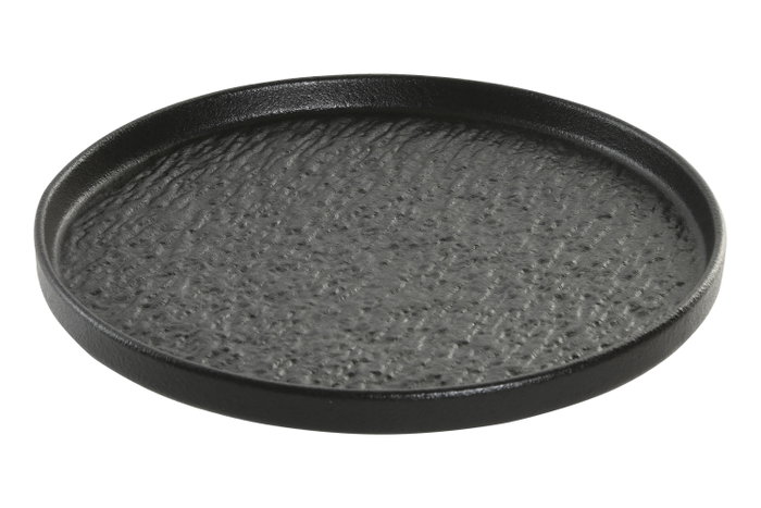 DKD Home Decor Plato de Porcelana Negro Relieve HORECA BLACK