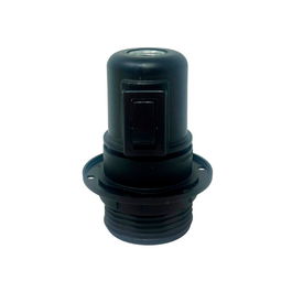 Arditi Portalámparas E27 con Interruptor Semirroscado con Arandela 2A 250V Negro Ø60x80 mm
