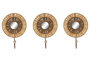 DKD Home Decor Perchero Pared Boho Natural Metal Rafia 6 x 20 x 16 cm Set de 3
