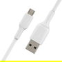 Belkin CAB005bt1MWH Cable USB-A a Micro-USB Blanco de 1 metro para Carga y Sincronización de Baterías Externas, Cámaras y Dispositivos con Conector Micro-USB