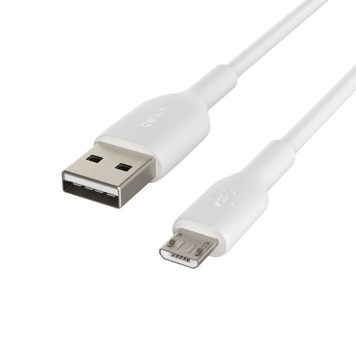 Belkin CAB005bt1MWH Cable USB-A a Micro-USB Blanco de 1 metro para Carga y Sincronización de Baterías Externas, Cámaras y Dispositivos con Conector Micro-USB