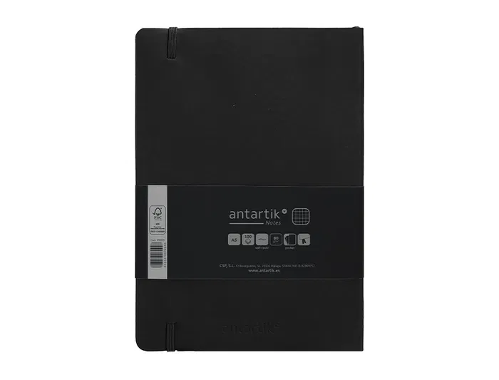 Antartik Cuaderno A5 Tapa Blanda Hojas Cuadriculadas Negro 80 Hojas 80 gr FSC