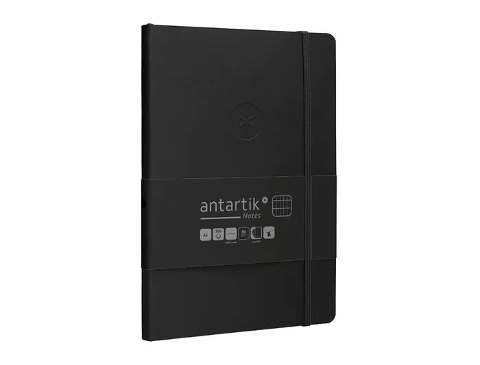 Antartik Cuaderno A5 Tapa Blanda Hojas Cuadriculadas Negro 80 Hojas 80 gr FSC