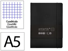 Antartik Cuaderno A5 Tapa Blanda Hojas Cuadriculadas Negro 80 Hojas 80 gr FSC