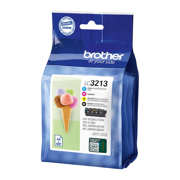 Brother LC-3213VALDR - Pack Value de 4 Cartuchos de Tinta XL Alto Rendimiento (Negro, Cian, Magenta, Amarillo) Original para Impresoras Brother