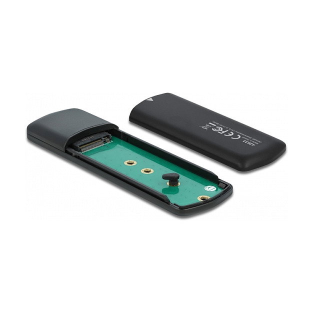 DeLOCK Caja Externa USB Tipo C para SSD M.2 NVMe y SATA 10 Gbit/s, Realtek RTL9210B, Aluminio Negro, Plug and Play, Incluye Cable USB C - C