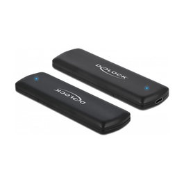 DeLOCK Caja Externa USB Tipo C para SSD M.2 NVMe y SATA 10 Gbit/s, Realtek RTL9210B, Aluminio Negro, Plug and Play, Incluye Cable USB C - C