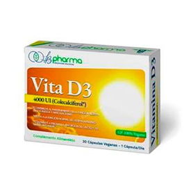 LB PHARMA Vita D3 30 Cápsulas - Vitamina D3 Vegana para Huesos, Inmunidad y Absorción de Calcio