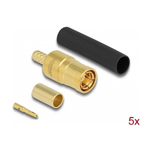 DeLOCK Conector Coaxial SMB Macho para RG-174 / RG-316 con Tubo Termorretráctil - 5 Piezas DeLOCK Conector Coaxial SMB Macho para RG-174 / RG-316 con Tubo Termorretráctil - 5 Piezas