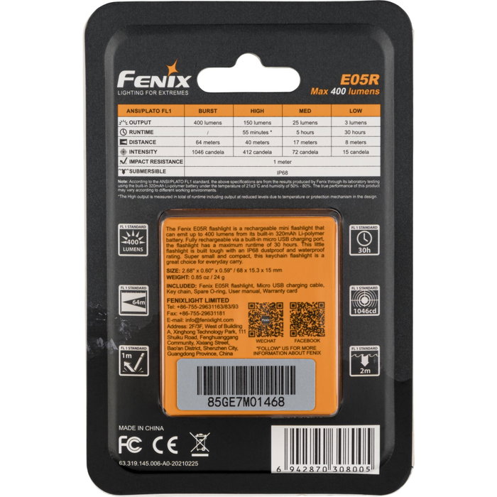 Fenix E05R Linterna de 400 lm Negra Fenix E05R Linterna de 400 lm Negra