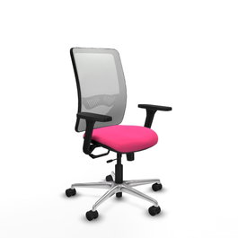 PIQUERAS Y CRESPO Silla de oficina Zulema Rosa y Blanco con mecanismo Sincro/Traslack