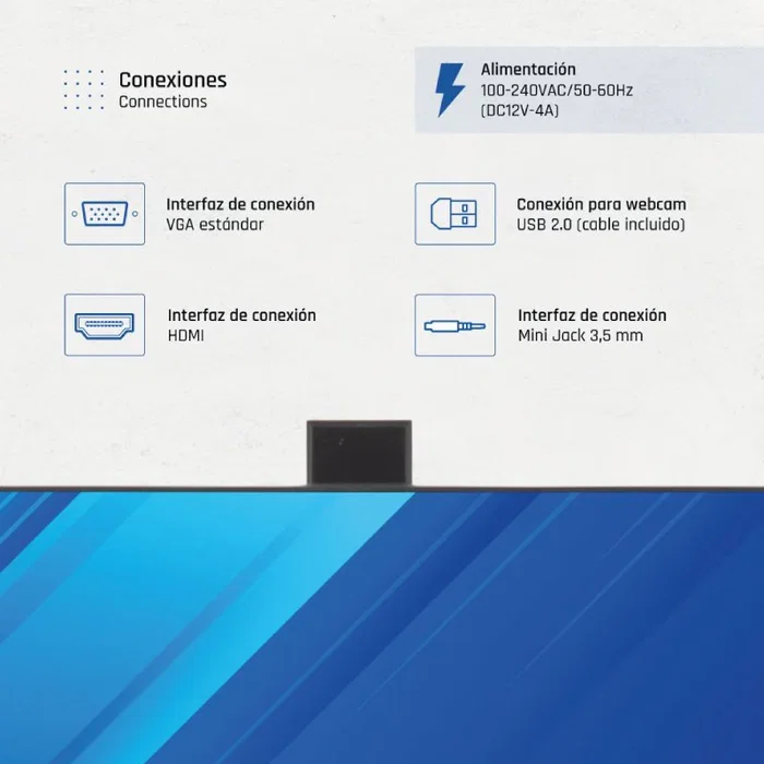 Iggual ML27WC Monitor PC 27" IPS Full HD 1920x1080 120Hz 1ms Webcam Integrada Altavoces HDMI VGA Negro