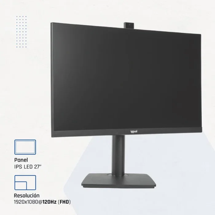 Iggual Monitor 27 pulg. IPS FHD 100Hz con Webcam, HDMI y VGA
