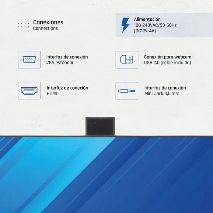 Iggual Monitor 27 pulg. IPS FHD 100Hz con Webcam, HDMI y VGA