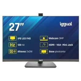 Iggual Monitor 27 pulg. IPS FHD 100Hz con Webcam, HDMI y VGA