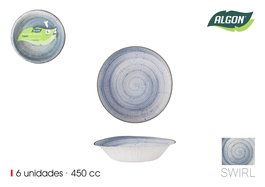 Algon Set de 6 Bols de Cartón Swirl, 450 cc, 18 cm de diámetro x 4 cm de alto (24 Unidades)
