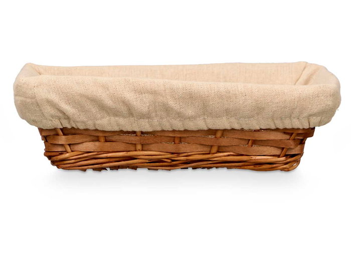 Kipit Cesta Rectangular Mimbre y Madera 28x18x8 cm Natural (Set de 36)