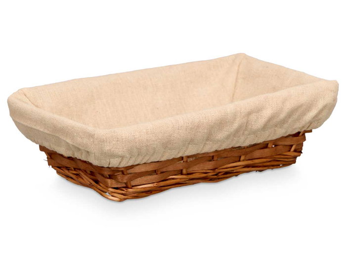 Kipit Cesta Rectangular Mimbre y Madera 28x18x8 cm Natural (Set de 36)