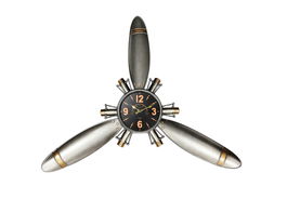 DKD Home Decor Reloj de Pared Bolai Avion 25 Vintage Plateado Dorado 7 x 106 x 121 cm