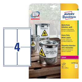 AVERY Zweckform Etiquetas de Poliéster Blancas para Láser, 99,1 x 139,0 mm