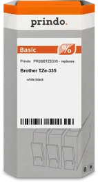 Prindo Cinta mecanográfica Blanco sobre negro PRSBBTZE335 Basic 12 mm x 8 m