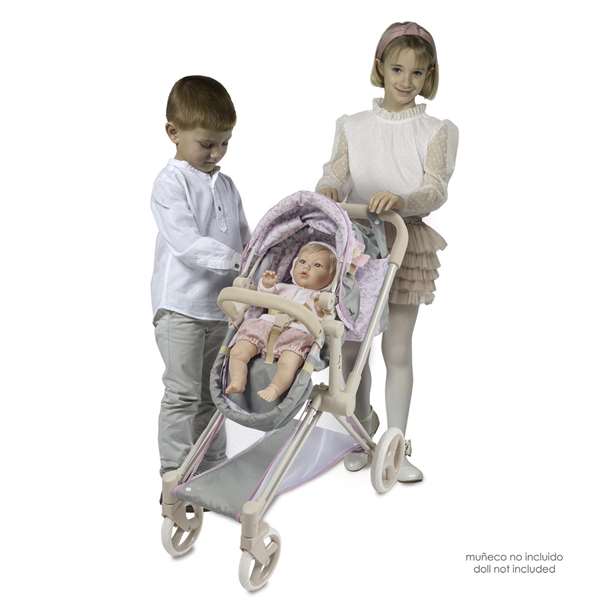 Coche de muñeca 3 x 1 plegable provenza para muñecas de hasta 50 cm. 73x38x65 cm. bolso convertible en canstilla.