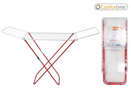 Supernet Tendedero Plegable de Metal, 18 m de Cuerda, Color Rojo/Blanco, Dimensiones 127 x 50 x 3.5 cm (6 Unidades)