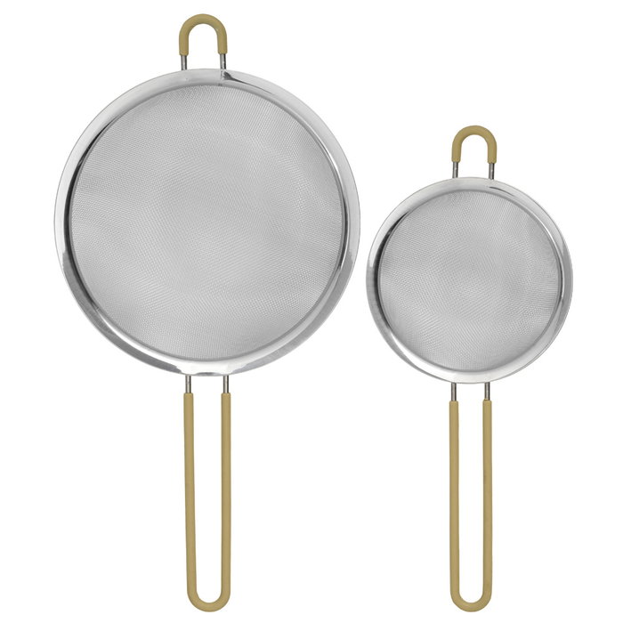 Day Juego de 2 Coladores de Acero Inoxidable y Silicona, Diámetros 13,5-19,5 cm