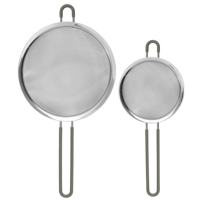 Day Juego de 2 Coladores de Acero Inoxidable y Silicona, Diámetros 13,5-19,5 cm