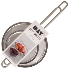 Day Juego de 2 Coladores de Acero Inoxidable y Silicona, Diámetros 13,5-19,5 cm