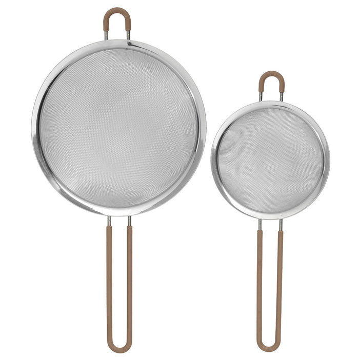 Day Juego de 2 Coladores de Acero Inoxidable y Silicona, Diámetros 13,5-19,5 cm
