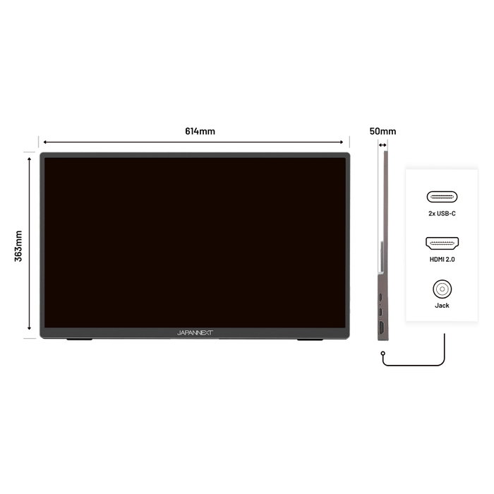 JAPANNEXT JN-MD-I156FHDR-T Monitor Portátil Táctil Full HD de 15,6 pulgadas, Gris