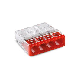 Wago Conector rápido 4 vías transparente / rojo