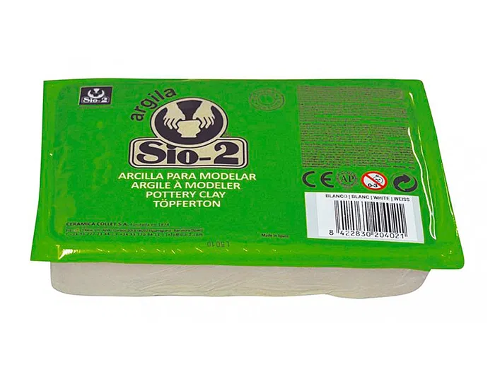 Sio-2 Arcilla Blanca en Pasta Cerámica para Manualidades, Torno y Modelaje, 1.5 kg