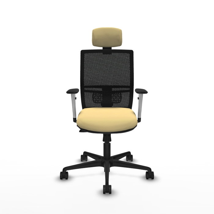 PIQUERAS Y CRESPO Silla de oficina Yunquera con mecanismo Sincro/Traslack Crema y Negro