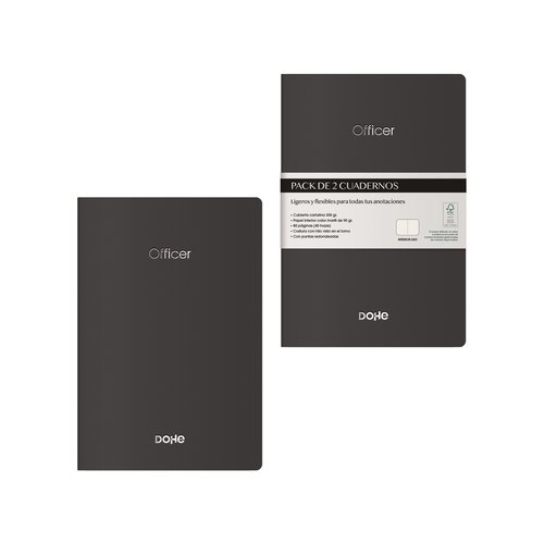 Cuaderno Dohe Officer A6 40H 90Gr. Liso Negro Pack De 2 Cuaderno Dohe Officer A6 40H 90Gr. Liso Negro Pack De 2