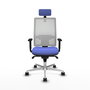 PIQUERAS Y CRESPO Silla de oficina Horna con mecanismo Sincro, Azul claro y Blanco