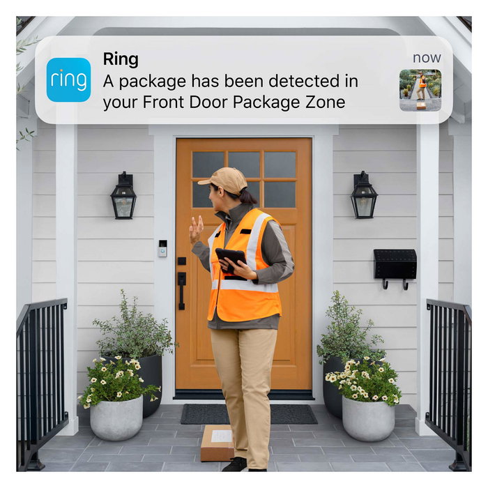 Amazon Ring Video Doorbell 3 Plus - Timbre Videoportero Inteligente con Batería, Visión Nocturna, Audio de 2 Vías, 150°, WiFi, Inalámbrico, Color Plata/Negro