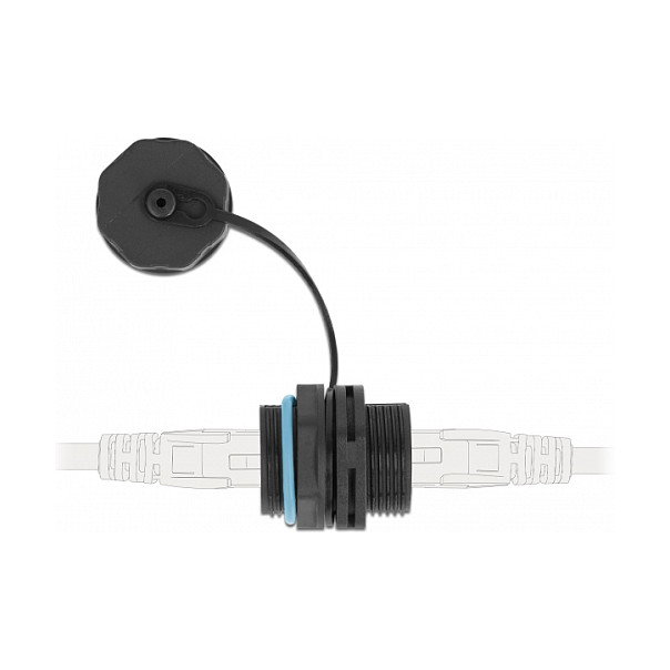 DeLOCK Conector de cable RJ45 hembra a RJ45 hembra Cat.6A con tapa resistente al agua DeLOCK Conector de cable RJ45 hembra a RJ45 hembra Cat.6A con tapa resistente al agua