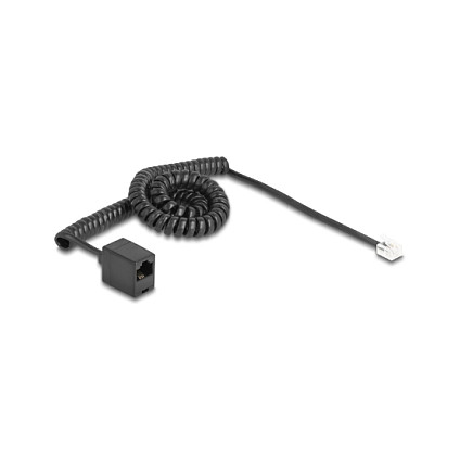 DeLOCK 90064 Cable telefónico en espiral RJ11 a RJ45, 3 m, Negro