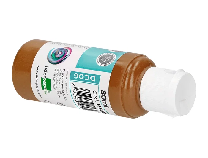 Liderpapel Pintura Acrílica Bote 80 ml Marrón Multisuperficie Fácil Limpieza