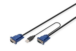 Digitus KVM Cable Set VGA USB PS/2 Negro 3m