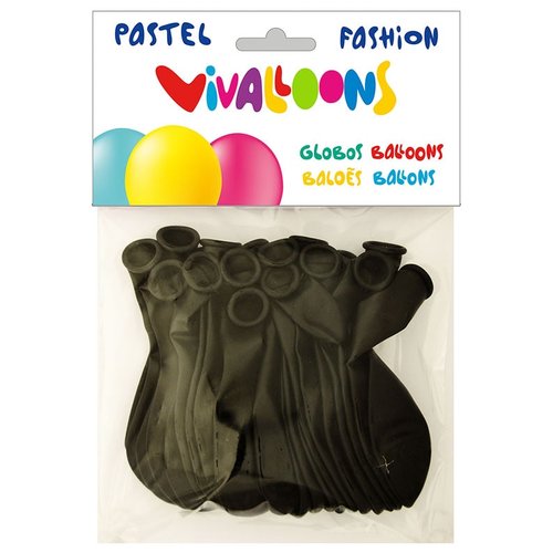 VIVALLOONS Globos Negro Pastel Bolsa de 20 Unidades